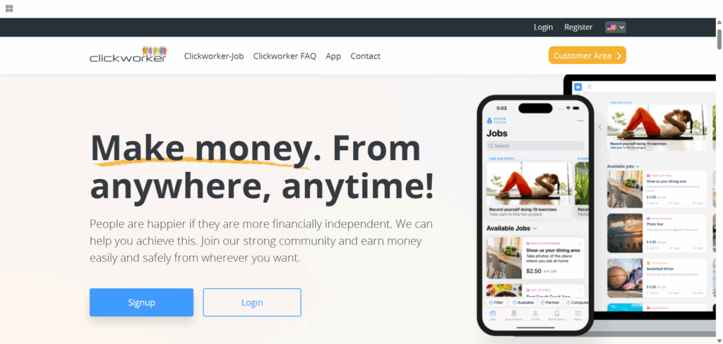 Clickworker - websites to earn money online