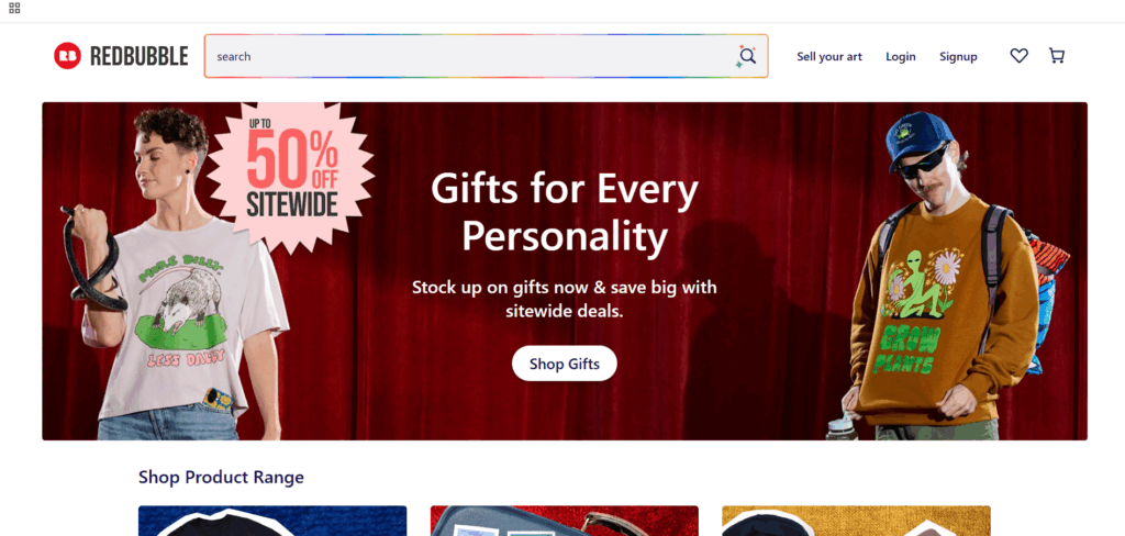 RedBubble - websites to earn money on